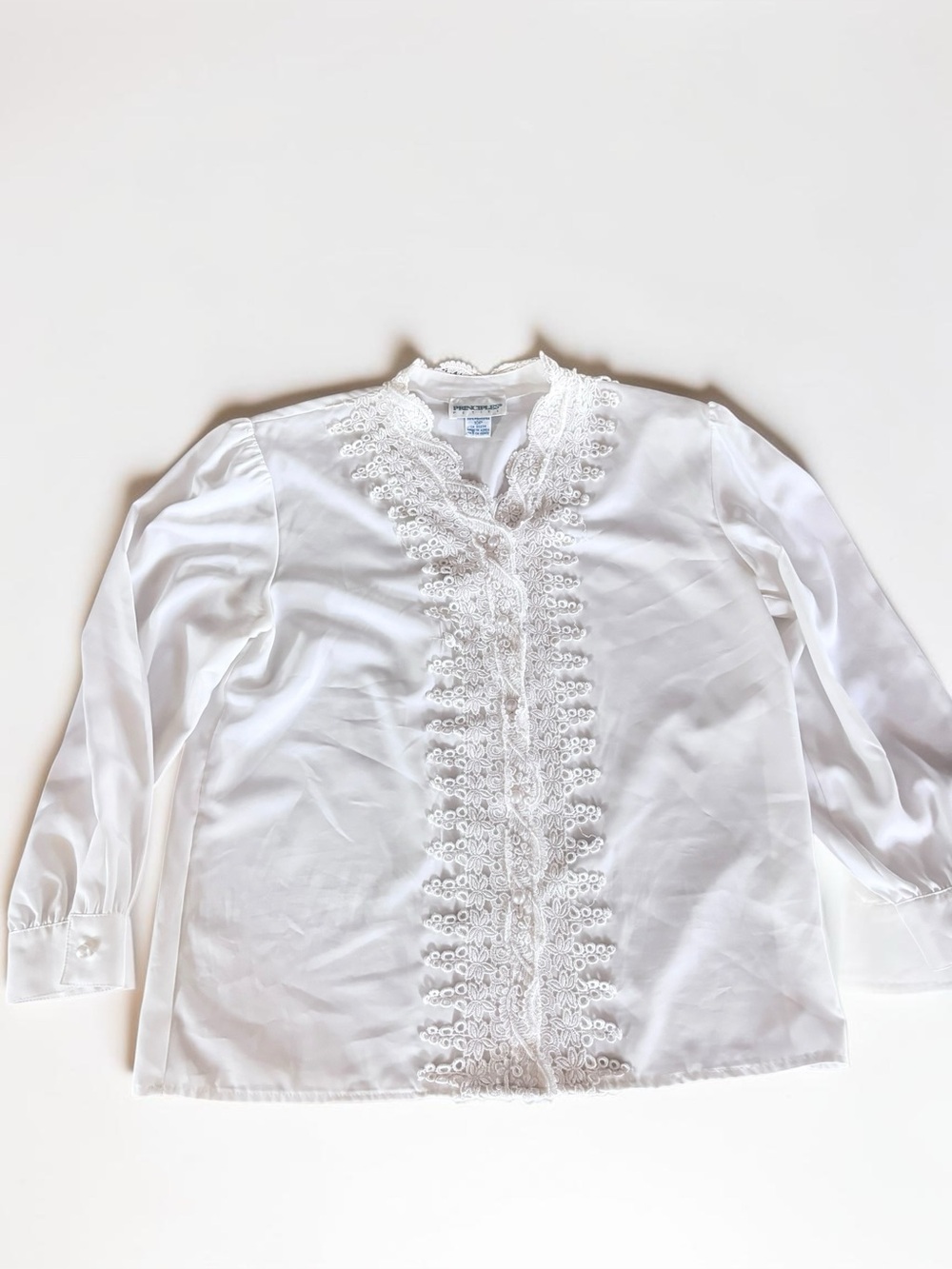 Vintage White Lace Blouse Petite Cottagecore Romantic Size 10P